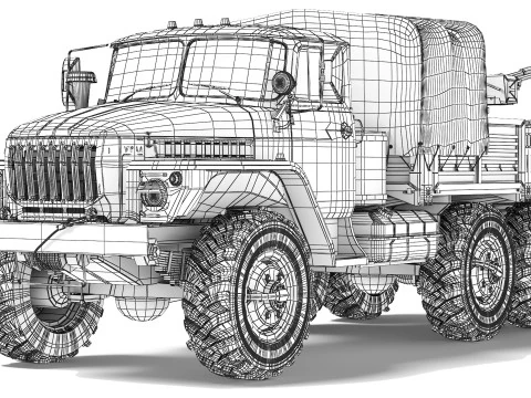 Ural 4320 ZU-23-2 1998 3D Model in Combat 507531 | 3DExport