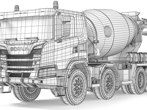 Scania G500 XT 8x4 concrete mixer 2022 3D Model