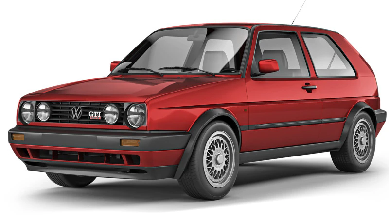 Volkswagen Golf II GTI 3-door 1992 3D Model .c4d .max .obj .3ds .fbx .stl .blend 