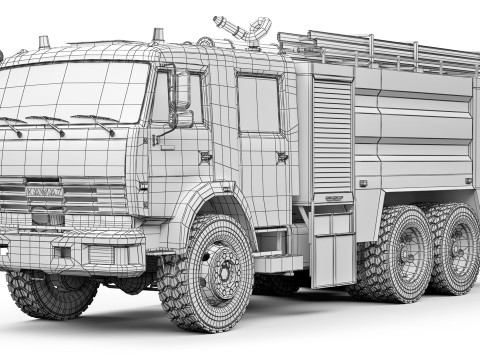 Kamaz 53229 AC-60 firetruck 2016 Model 3D