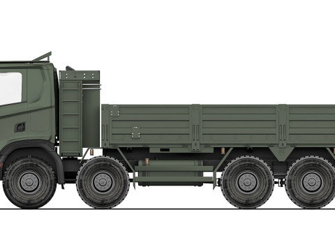 Scania XT R500 8x8 flatbed body 2022 3D 模型