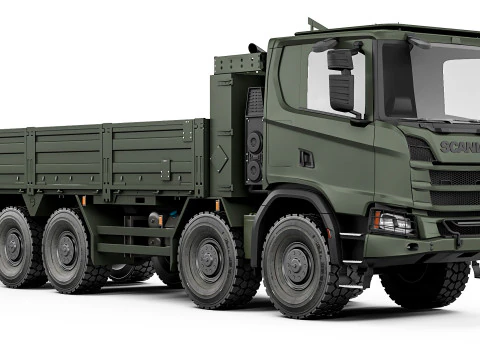 Scania XT R500 8x8 flatbed body 2022 3D Model