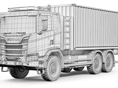 Scania R500 XT 6x6 container 2022 3D 모델