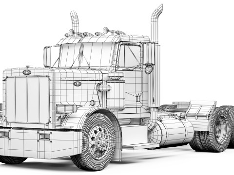 Peterbilt 359 Day Cab 1984 Model 3D