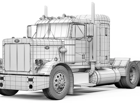 Peterbilt 359 Sleeper Cab 1984 3D Model