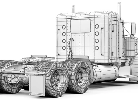 Peterbilt 359 Sleeper Cab 1984 3D Model