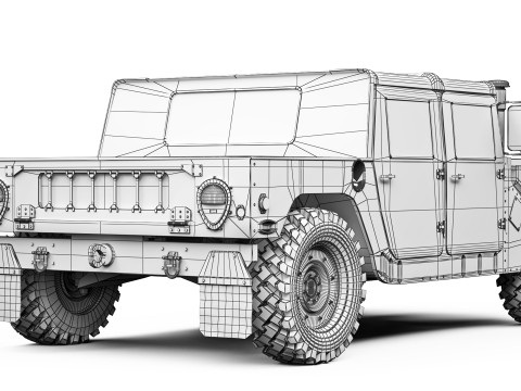 Humvee Military HMMWV M998A1 1994 Modello 3D