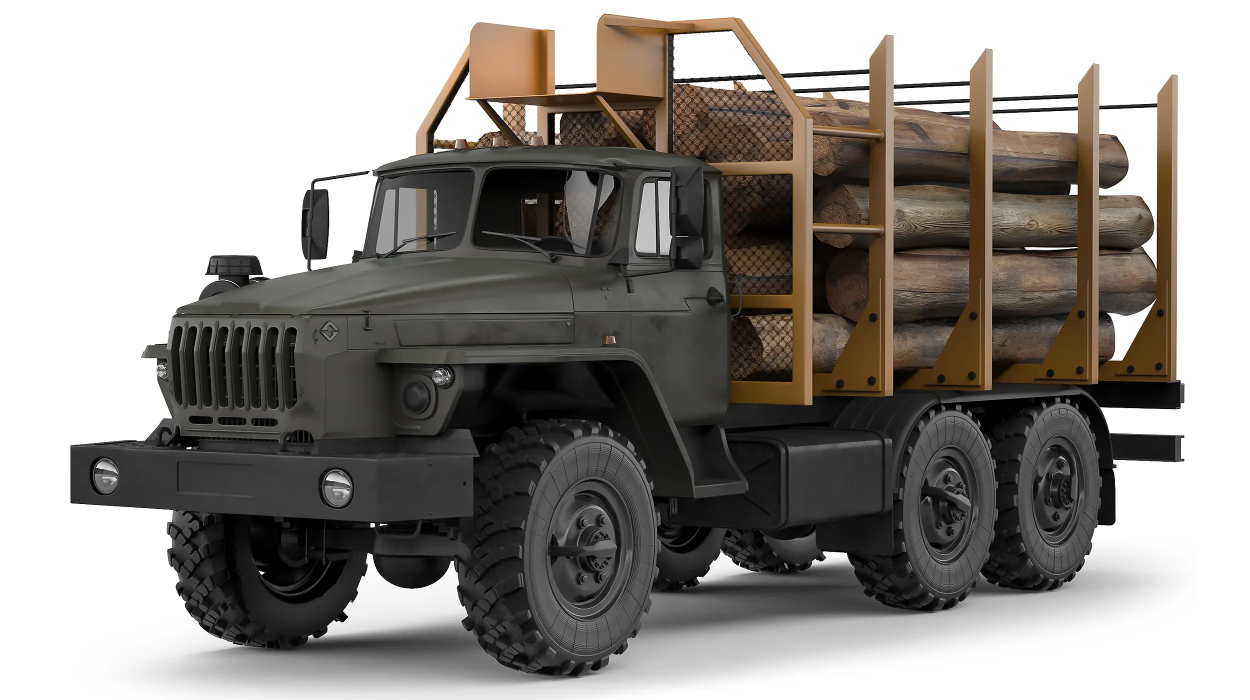 Ural 4320 timber 2015 3D Model .c4d .max .obj .3ds .fbx .stl .blend 