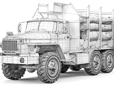 Ural 4320 timber 2015 3D Model