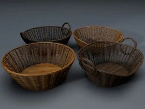 wicker basket set 3D Model
