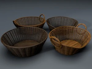 wicker basket set 3D Model