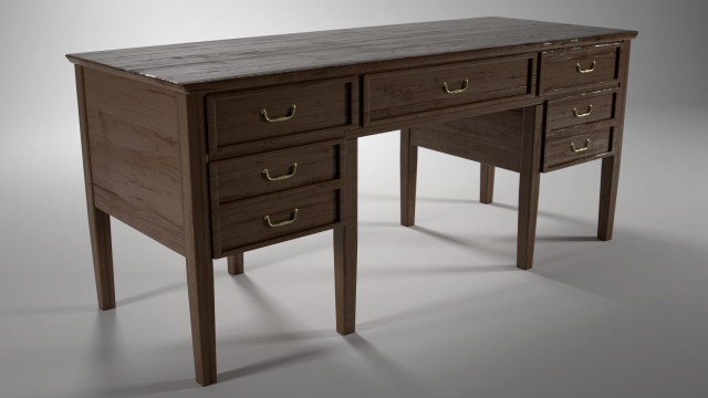 antique writing desk 3D Model .c4d .max .obj .3ds .fbx .stl .blend 