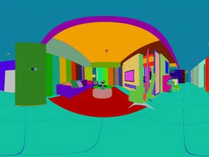 panorama nordic style family living room restaurant 01 3D Model
