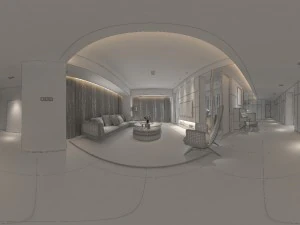 panorama nordic style family living room restaurant 01 3D Model