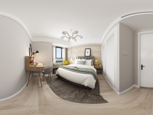 panorama nordic style family bedroom space 01 3D Model