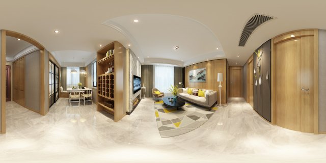 panorama nordic style living room dining room 01 3D Модель .c4d .max .obj .3ds .fbx .stl .blend 