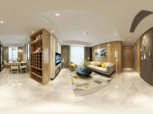 ruang makan ruang tamu bergaya nordic panorama 01 Model 3D