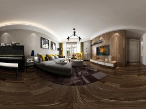 ruang makan ruang tamu bergaya nordic panorama 02 Model 3D