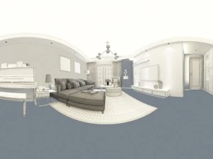 panorama nordic style living room dining room 02 3D Model