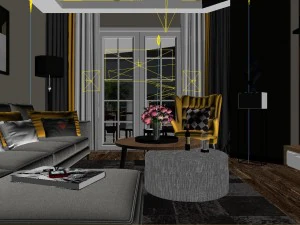 panorama nordic style living room dining room 02 3D Model