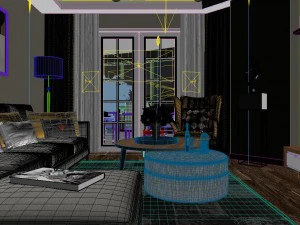 panorama nordic style living room dining room 02 3D Model