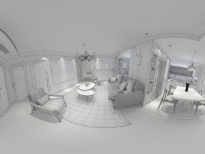 panorama nordic style living room dining room 03 3D-Modell