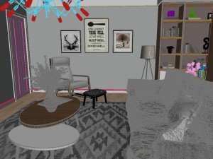 panorama nordic style living room dining room 03 3D-Modell