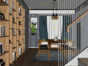 panorama nordic style living room dining room 04 3D 모델