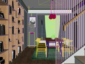 panorama nordic style living room dining room 04 3D 모델