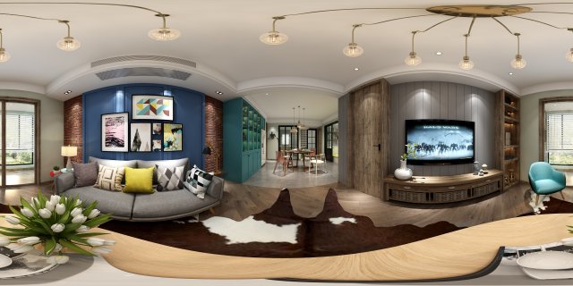 panorama nordic style living room dining room 05 3D Model .c4d .max .obj .3ds .fbx .stl .blend 