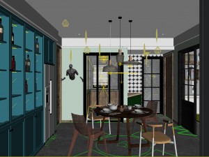 panorama nordic style living room dining room 05 3D Model