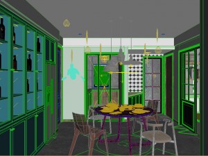 panorama nordic style living room dining room 05 3D Model