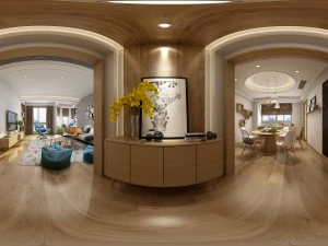 panorama nordic style living room dining room 06 3D Model