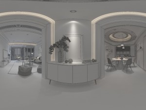 panorama nordic style living room dining room 06 3D Модель