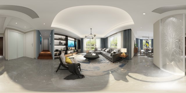 panorama nordic style living room dining room 07 3D मॉडल .c4d .max .obj .3ds .fbx .stl .blend 