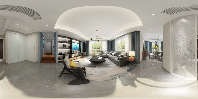 panorama nordic style living room dining room 07 3D Model .c4d .max .obj .3ds .fbx .stl .blend