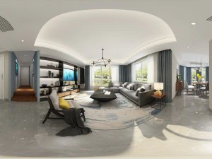 panorama estilo n&oacute;rdico sala de estar sala de jantar 07 Modelo 3D