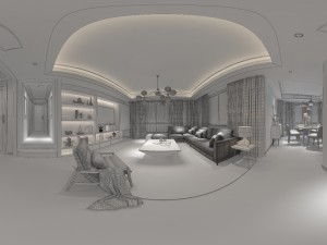 panorama nordic style living room dining room 07 3D मॉडल