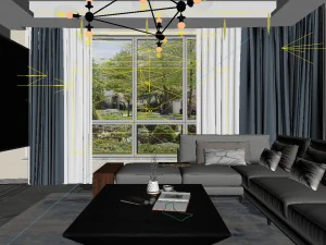 panorama nordic style living room dining room 07 3D Model