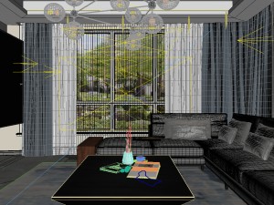 panorama nordic style living room dining room 07 3D मॉडल