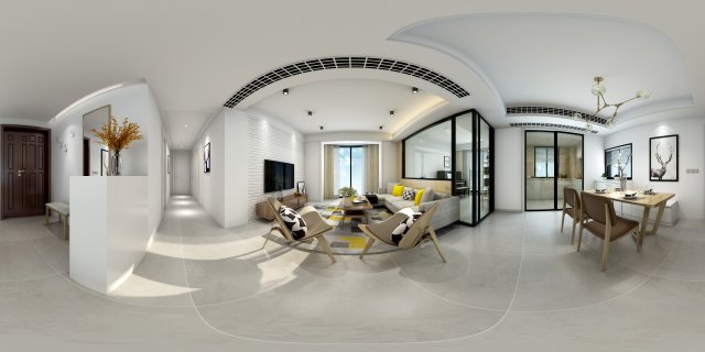 panorama nordic style living room dining room 08 Model 3D .c4d .max .obj .3ds .fbx .stl .blend 