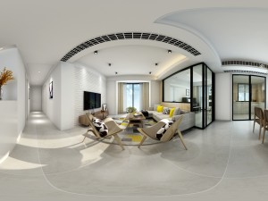 panorama nordic style living room dining room 08 Modèle 3D