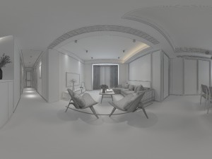 panorama nordic style living room dining room 08 Model 3D