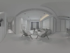 panorama nordic style living room dining room 08 3D Model