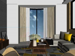 panorama nordic style living room dining room 08 3D Model