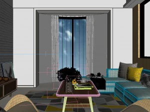 panorama nordic style living room dining room 08 3D Model