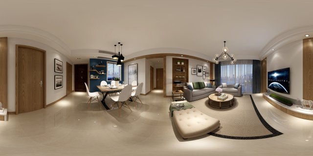 panorama nordic style living room dining room 09 Model 3D .c4d .max .obj .3ds .fbx .stl .blend 