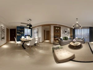 पैनोरमा नॉर्डिक स्टाइल लिविंग रूम डाइनिंग रूम 09 3D मॉडल