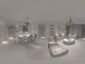 panorama nordic style living room dining room 09 Model 3D