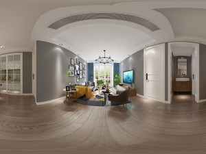 panorama nordic style living room dining room 10 Modelo 3D